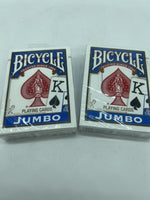 (2) Bicycle Jumbo Playing Cards Poker Gamble Casino Game New Sealed Decks Blue