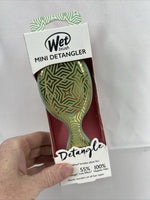 Wet Brush Mini Detangle Geometric Hair Brush Less Breakage Flex Mint Green Gold