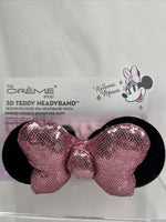 THE CREME SHOP Disney Minnie Mouse Pink Sequin Plushie Spa 3D Teddy Headband