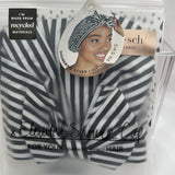 Kitsch Elevated Luxe Shower Cap Black & White Stripes Eco-Friendly Waterproof