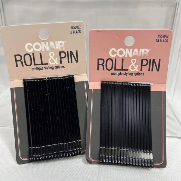 (2) Conair 18 Black Roll & Pin Clip Large Bobby Slider Style 55300Z COMBINESHIP