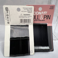 (2) Conair 18 Black Roll & Pin Clip Large Bobby Slider Style 55300Z COMBINESHIP