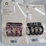 (4) Hive and Co. Jaw Claw Clip Pink Black White HAIR Geometric Grip Style