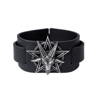 Alchemy A138 Baphomet Bracelet Gothic Wrist Black Leather Strap Buckle Goat Horn