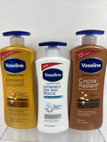 (3) Vaseline Intensive Almond Cocoa Clinical Dry Rescue Body Lotion 13 & 20oz