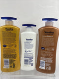 (3) Vaseline Intensive Almond Cocoa Clinical Dry Rescue Body Lotion 13 & 20oz
