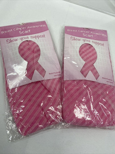 (2) BREAST CANCER AWARENESS SCARF, Pink Stripes Multi-Purpose Show Your Support!