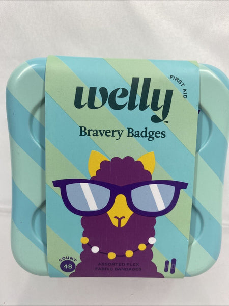 Welly Bravery Badges Standard Flex Fabric Floral Pattern Bandages 48ct Carry Tin