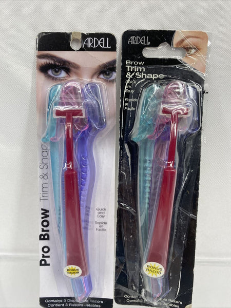 (2) Ardell Brow Trim & Shape Grooming Tool 3 Disposable Razors Bonus Razor Eyebr