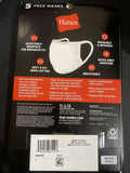 (2) Hanes Face Masks White Cotton Reusable Cover Face mask Cloth Facemask 5 Pack