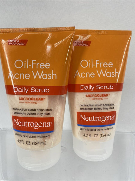 (2) Neutrogena Oil-Free Acne Wash Daily Scrub 4.2oz Microclear Technology 9/22