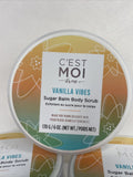 (3) C'est Moi It's Me Vanilla Vibes Sugar Balm Body Scrub Gift Set Bath 6 oz