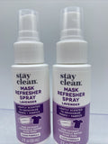 (2) Fabric & Mask Stay Clean Spray Essential Oil Deodorizer Lavender Refresh 2oz