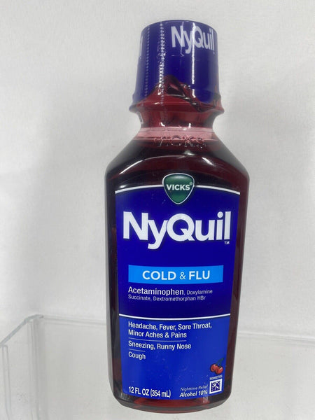 Vicks NyQuil, Nighttime Cold & Flu Symptom Relief, Cherry, 12oz 11/22