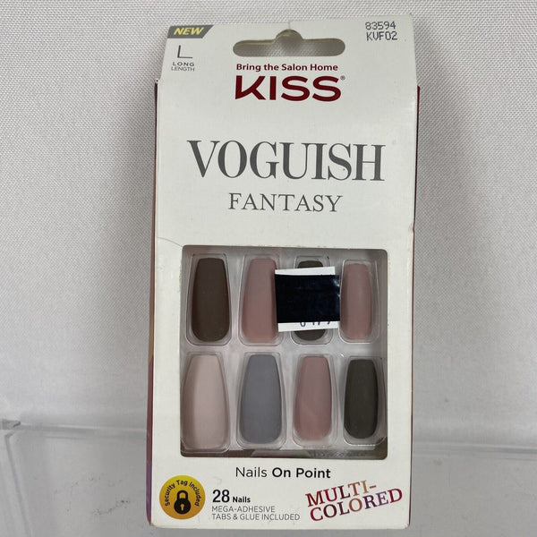 Kiss Nails Voguish Fantasy Long Length 28 Nails Pack 83594 Multi Color KVF02
