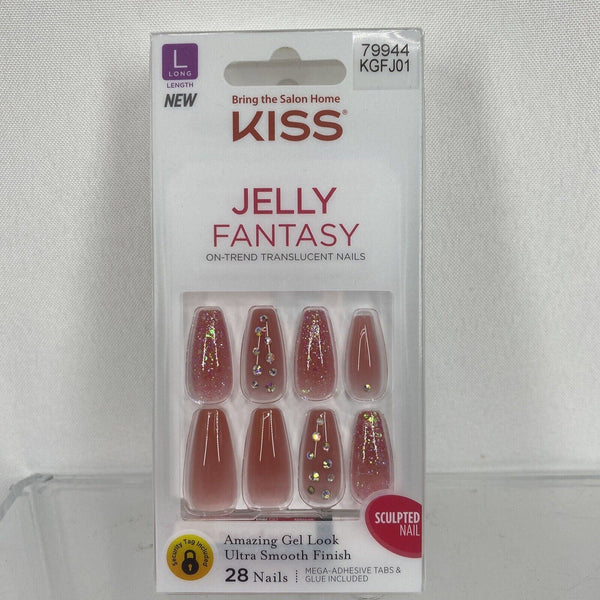 Kiss Nails Jelly Fantasy Press L Glue Manicure Long Gel Coffin Mauve Pink Accent