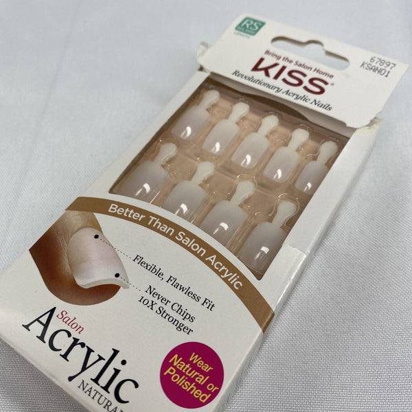 Kiss Salon 67897 Acrylic Natural Glue On Nails KSAN01 REAL SHORT LENGTH