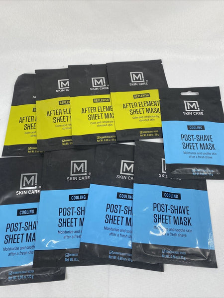 (12) M Skin Care Men's Facial Masks Post-Shave Moisturize Cooling After Elements