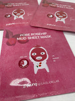 (3) JJ Young Pore Rosehip Peel Off Mud Sheet Mask 3D Lift Hydrate Facial