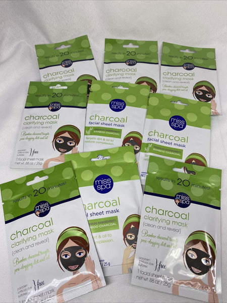 (11) Miss Spa Bamboo Charcoal Facial Sheet Masks Targets Dirt Oil Restore Deep