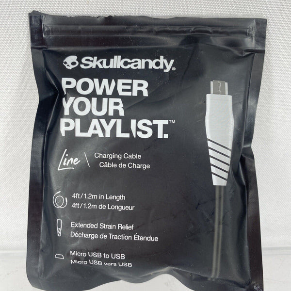 Skullcandy Line Charging Cable w/ USB-A to Micro USB Connector - Black/White