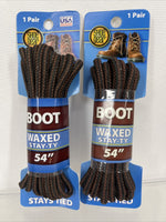 (2) Shoe Gear Waxed 54 In. Round Boot Laces 311-14 Brown Black Heavy Duty Grip￼