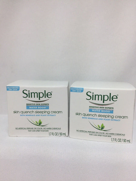 (2) Simple Water Boost Sleeping Cream  Night Time Moisturizer 1.7oz