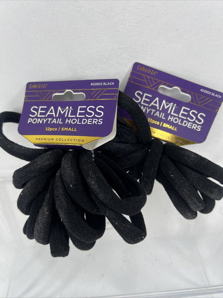 (2) Donna Seamless Ponytail Holders Small 12 PCScrunchie Elastics Hair Tie￼