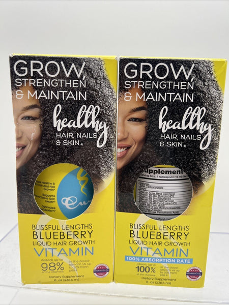 (2) Curls Blissful Lengths Blueberry Liquid Hair Growth Vitamin 8oz Combine Ship