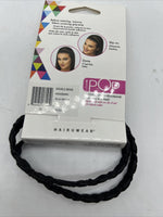 Black Pop Double Braid Headband R2 Ebony Hairdo Dark 1 Hair Band Festival Rave