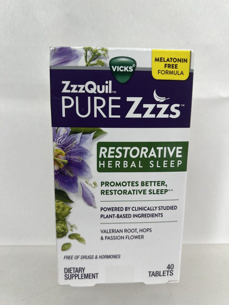 Vicks ZzzQuil PURE Zzz Restorative Herbal Sleep Tablets 40ct  4/23+ COMBINE SHIP