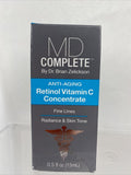 MD Complete Retinol Vitamin C Concentrate Serum Fine Lines Tone Eyes￼0.5 oz