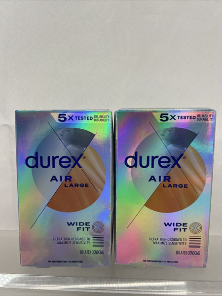 Durex Air Extra Thin Large Wide Fit Natural Rubber Latex 10 Condoms 10/26
