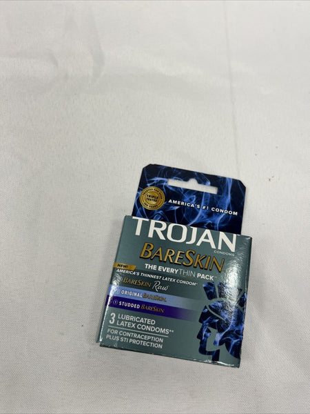 Trojan Bareskin EveryThin 3-Pack Condoms Bareskin Raw Original Studded Face Plant Trojan Bareskin EveryThin 3-Pack Condoms Bareskin Raw Original Studded Face Plant
