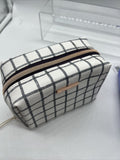 Conair Sophia joy Zipper Case makeup bag Black Grey White Plaid 6”