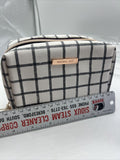 Conair Sophia joy Zipper Case makeup bag Black Grey White Plaid 6”