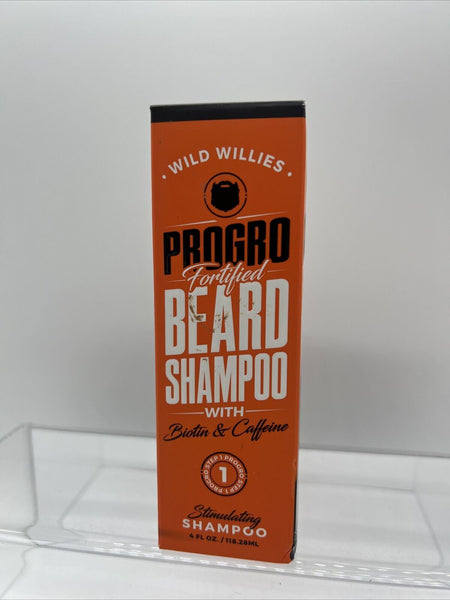 Wild Willies Progro Beard Shampoo Infused Mint Eucalyptus Biotin Caffeine 4oz￼