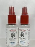 (2) THAYER'S Facial Mist Witch Hazel Aloe Vera Formula Spray Unscented 3oz TSA