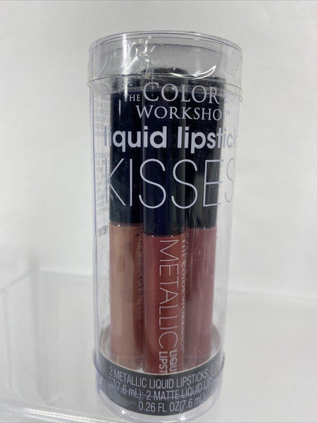 The Color Workshop Liquid Lipstick Kisses Metallic & Matte NIP 4 Lipsticks
