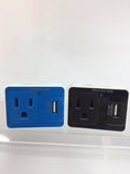 (2) Tinytek Surge Protector 3 PRONG WALL & Usb Adapter Blue Black  Charge