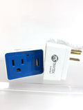(2) Tinytek Surge Protector 3 PRONG WALL & Usb Adapter Blue Black  Charge