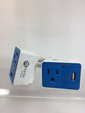 (2) Tinytek Surge Protector 3 PRONG WALL & Usb Adapter Blue Outlet Charge