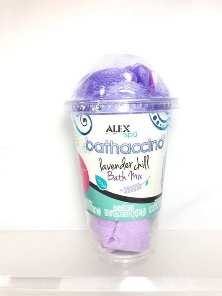 Bathaccino Alex Spa Lavender Chill Bath Mix Bomb Fizz Epsom Sponge Confetti Poof