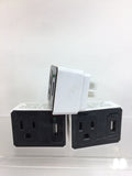 (3) GEAR UP 3 PRONG WALL Usb Adapter C5172 AC 100V240V Black White Outlet Charge