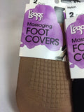 (3) 9-12 L'eggs 2Pk Seamless Nylon Massaging Foot Covers Black(2) Natural(1)