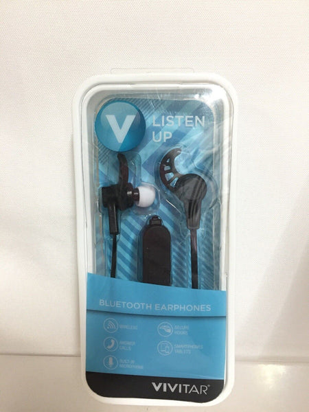 Vivitar Listen Up Bluetooth Earphones Earbud Hooks Mic Wireless Usb Charging