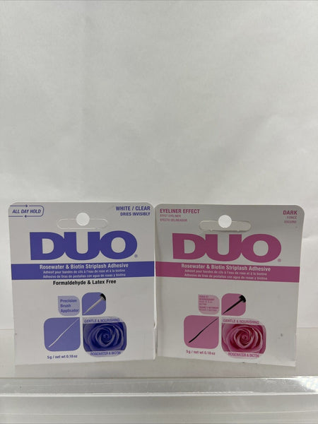 (2) Duo Rosewater & Biotin Striplash False Eyelash Adhesive - DARK TONE & Clear