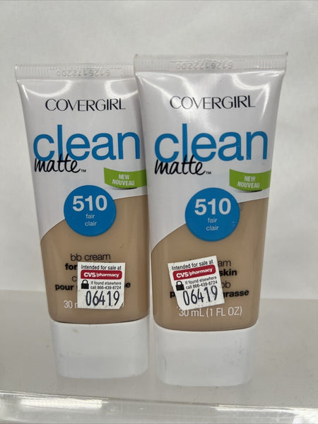 (2) Covergirl 510 Fair Light Clean Matte BB Cream For Oily Skin1oz