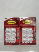 (2) Command 0.5lb Mini Hooks 17006es  Damage Free Hanging White 6 Hook 8 Strip