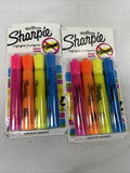 (2) Sharpie Tank Style Highlighters Chisel Tip Assorted 4 Pack With Smear Guard